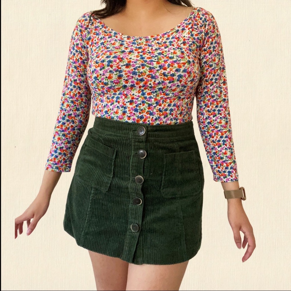 Vintage Y2K micro floral bardot top
